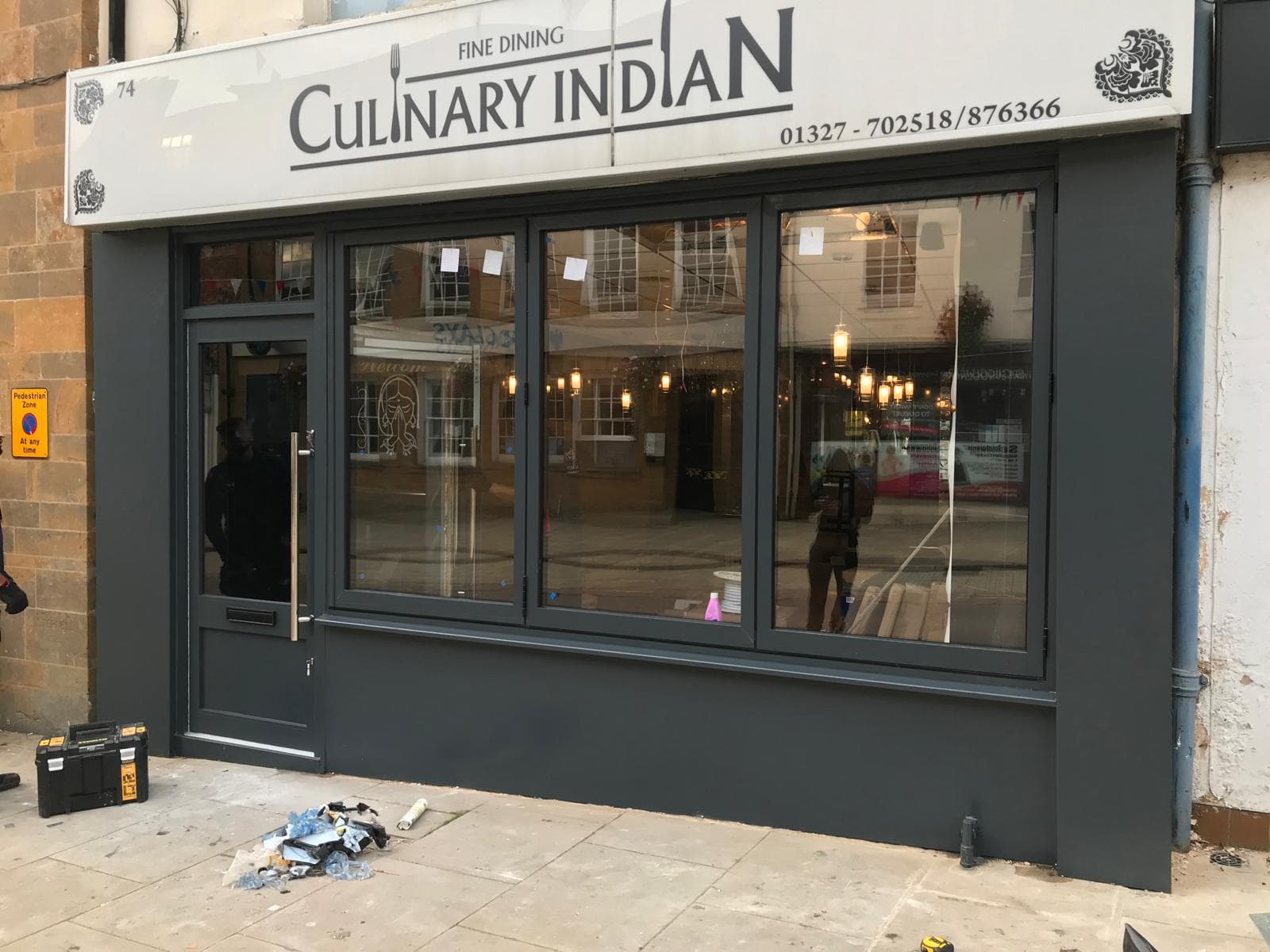Bespoke retail shopfront with powder-coated aluminium frame