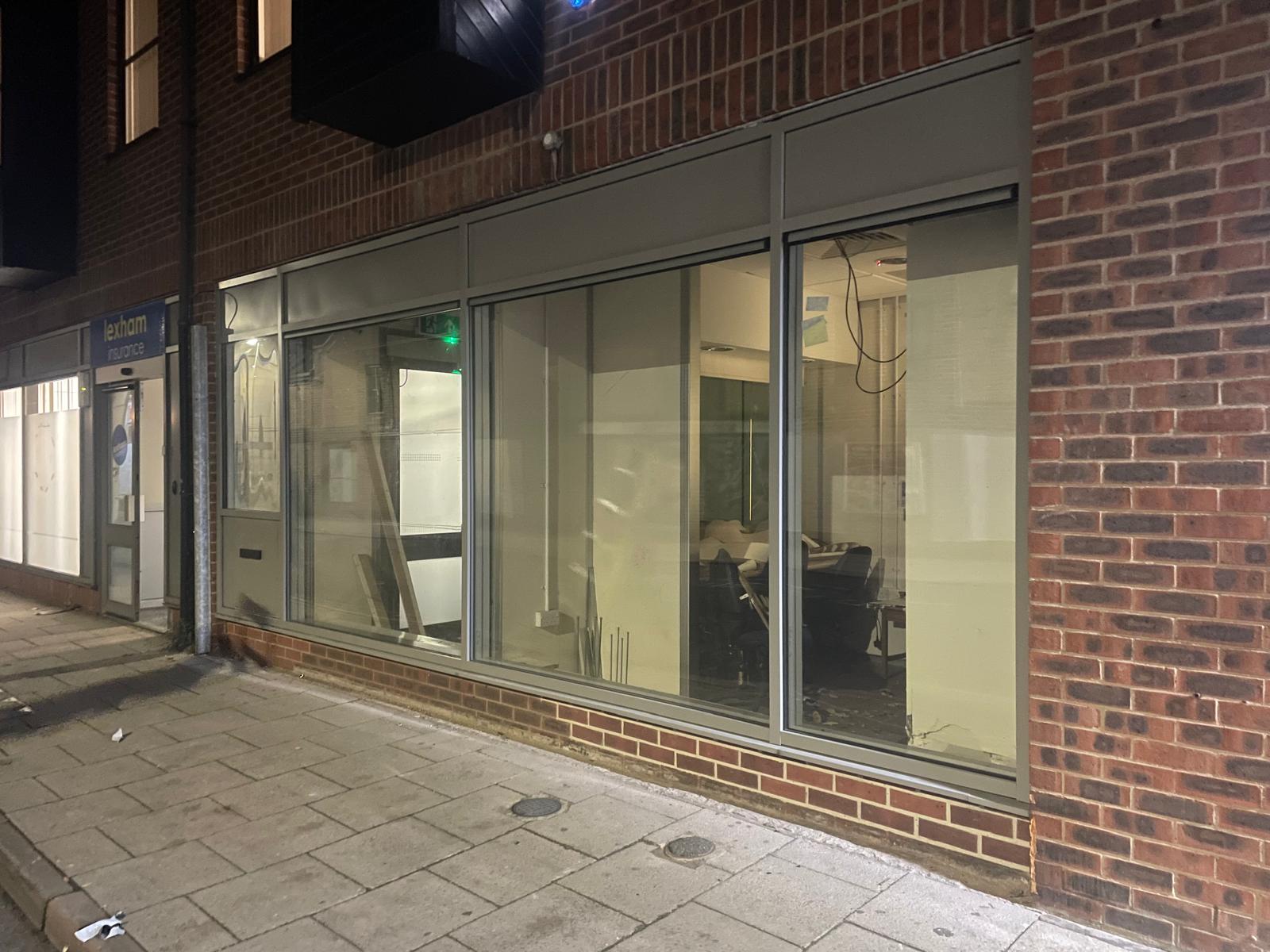 Storefront signage with lighting